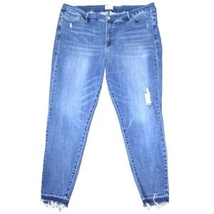 Rebel Wilson x Angels Pin Up Crop Lightly Distressed Skinny Ankle‎ Raw Hem Jeans